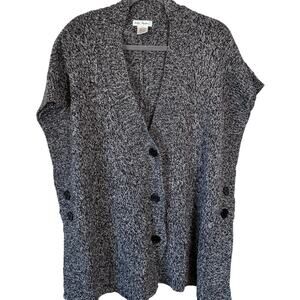 Ulla Popken Womens Sz 20-26 Cardigan Sweater Gray Short Sleeve Oversized Cozy